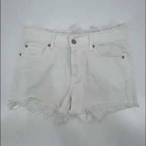 7 For All Mankind White Cut Off Distressed Denim Jean Shorts Size 26 Women’s